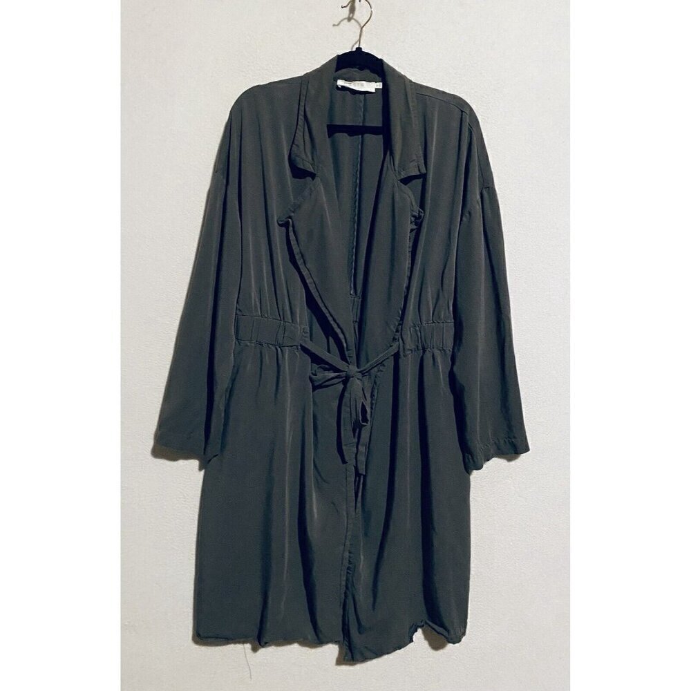 ASTR the Label Jacket Womens XL Army Green Long Blazer Tie Waist Pockets Career